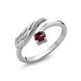 thumbnail image 1 of Gem Stone King 925 Sterling Silver Red Rhodolite Garnet Wing Ring for Women | 0.37 Cttw | Round 4MM | Gemstone Birthstone | Available in Size 5, 6, 7, 8, 9, 1 of 3