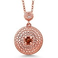 thumbnail image 1 of Gem Stone King 0.38 Cttw Round Red Garnet White Diamond Rose Plated Pendant with Chain, 1 of 4