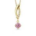 thumbnail image 1 of Gem Stone King 0.39 Ct Pink Lab Grown Diamond G/H Lab Grown Diamond 14K Yellow Gold Pendant with Chain, 1 of 6