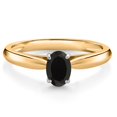 thumbnail image 1 of Gem Stone King 0.40 Ct Oval Black Onyx 10K Yellow and White Gold Solitaire Engagement Ring (Size 5), 1 of 4