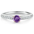 thumbnail image 1 of Gem Stone King 0.43 Ct Purple Amethyst G/H Lab Grown Diamond 10K White and Yellow Gold Engagement Ring (Size 6), 1 of 4