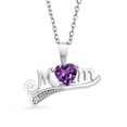 thumbnail image 1 of Gem Stone King 0.43 Ct Purple Amethyst White Diamond 925 Sterling Silver Pendant with Chain, 1 of 4