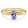 thumbnail image 1 of Gem Stone King 0.45 Ct Oval Blue Tanzanite 10K Yellow Gold Solitaire Engagement Ring, 1 of 4