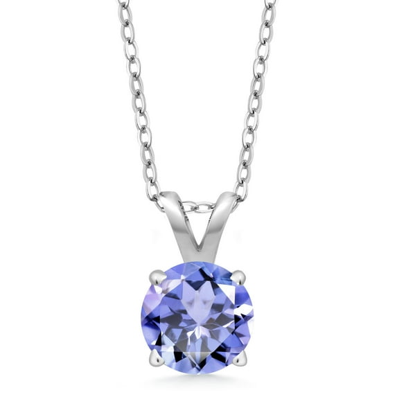 Gem Stone King 0.46 Ct Round Blue Tanzanite 925 Sterling Silver Pendant With Chain