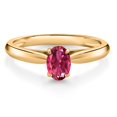 thumbnail image 1 of Gem Stone King 0.48 Ct Oval Pink Tourmaline 10K Yellow Gold Solitaire Engagement Ring, 1 of 4