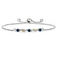 thumbnail image 1 of Gem Stone King 0.49 Ct Blue Sapphire E-F Lab Grown Diamond 925 Silver and 10K Yellow Gold Bracelet for Women, 1 of 3