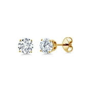 Gem Stone King 0.50 to 7.75 Carat Round White Moissanite Stud Earrings for Women Men Men Set in 925 Sterling Silver | 4MM to 10MM | D-E-F Color