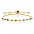 thumbnail image 1 of Gem Stone King 0.50 Ct Blue Created Sapphire Pink Created Sapphire 18K Yellow Gold Plated Silver Bracelet for Women, 1 of 3