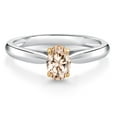 thumbnail image 1 of Gem Stone King 0.50 Ct Oval Peach Morganite 10K White and Yellow Gold Solitaire Engagement Ring (Size 5), 1 of 4