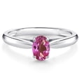 thumbnail image 1 of Gem Stone King 0.50 Ct Oval Pink Mystic Topaz 10K White Gold Solitaire Engagement Ring, 1 of 4
