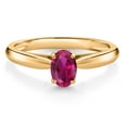 thumbnail image 1 of Gem Stone King 0.50 Ct Oval Red Created Ruby 10K Yellow Gold Solitaire Engagement Ring, 1 of 4