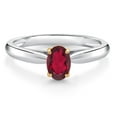 thumbnail image 1 of Gem Stone King 0.50 Ct Oval Red Mystic Topaz 10K White and Yellow Gold Solitaire Engagement Ring (Size 5), 1 of 4
