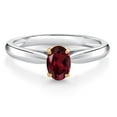 thumbnail image 1 of Gem Stone King 0.50 Ct Oval Red Rhodolite Garnet 925 Silver and 10K Yellow Gold Solitaire Engagement Ring (Size 5), 1 of 4