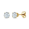 thumbnail image 1 of Gem Stone King 0.50 Ct Round 4mm White Zirconia 18K Yellow Gold Plated Silver Stud Earrings for Women Men, 1 of 3