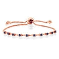 thumbnail image 1 of Gem Stone King 0.50 Ct Round Blue Created Sapphire 18K Rose Gold Plated Silver Bracelet for Women, 1 of 3