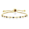 thumbnail image 1 of Gem Stone King 0.50 Ct Round Blue Created Sapphire 18K Yellow Gold Plated Silver Bracelet for Women, 1 of 3