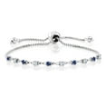thumbnail image 1 of Gem Stone King 0.50 Ct Round Blue Created Sapphire 925 Sterling Silver Bracelet for Women, 1 of 3