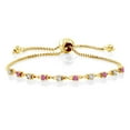 thumbnail image 1 of Gem Stone King 0.50 Ct White Created Sapphire Pink Created Sapphire 18K Yellow Gold Plated Silver Bracelet for Women, 1 of 3
