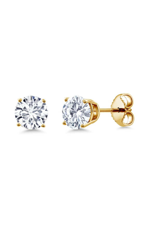 0.50 to 7.75 Carat Round White Moissanite Stud Earrings for Women Men Set in 925 Sterling Silver | 4MM to 10MM | D-E-F Color