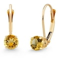 thumbnail image 1 of Gem Stone King 0.51 Ct Round Yellow Citrine 14K Yellow Gold Earrings, 1 of 6