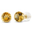 thumbnail image 1 of Gem Stone King 0.52 Ct Round Yellow Citrine 10K Yellow Gold 4-prong Stud Earrings for Women Men 4mm, 1 of 3
