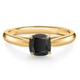 thumbnail image 1 of Gem Stone King 0.53 Ct Cushion Black Onyx 10K Yellow Gold Engagement Ring (Size 9), 1 of 4