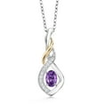 thumbnail image 1 of Gem Stone King 0.53 Ct Purple Amethyst E-F Lab Grown Diamond 925 Silver and 10K Yellow Gold Spiral Pendant, 1 of 4