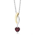thumbnail image 1 of Gem Stone King 0.55 Ct Heart Shape Red Rhodolite Garnet 925 Silver and 10K Yellow Gold Pendant with Chain, 1 of 3