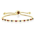 thumbnail image 1 of Gem Stone King 0.55 Ct Red Created Ruby Blue Created Sapphire 18K Yellow Gold Plated Silver Bracelet for Women, 1 of 3
