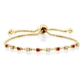 thumbnail image 1 of Gem Stone King 0.55 Ct Red Created Ruby White Created Sapphire 18K Yellow Gold Plated Silver Bracelet for Women, 1 of 4