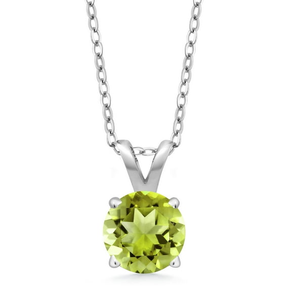 Gem Stone King 0.55 Ct Round Green Peridot 925 Sterling Silver Pendant With Chain