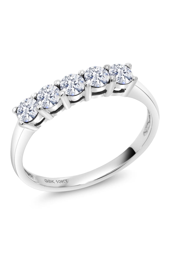 0.55 Ct Round White Zirconia 10K White Gold Ring