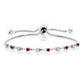 thumbnail image 1 of Gem Stone King 0.55 Ct White Created Sapphire Red Created Ruby 925 Sterling Silver Bracelet for Women, 1 of 3