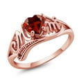 thumbnail image 1 of Gem Stone King 0.56 Ct Heart Shape Red Garnet Gemstone 18K Rose Gold Silver MOM Ring, 1 of 2