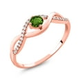 thumbnail image 1 of Gem Stone King 0.56 Ct Round Green Tourmaline 18K Rose Gold Plated Silver Ring, 1 of 3