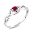 thumbnail image 1 of Gem Stone King 0.56 Ct Round Red Created Ruby 925 Sterling Silver Ring, 1 of 3