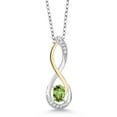 thumbnail image 1 of Gem Stone King 0.57 Ct Green Peridot E-F Lab Grown Diamond 925 Silver and 10K Yellow Gold Infinity Pendant, 1 of 4
