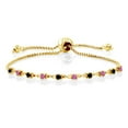 thumbnail image 1 of Gem Stone King 0.58 Ct Black Diamond Pink Created Sapphire 18K Yellow Gold Plated Silver Bracelet for Women, 1 of 3