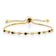 thumbnail image 1 of Gem Stone King 0.58 Ct Black Diamond White Created Sapphire 18K Yellow Gold Plated Silver Bracelet for Women, 1 of 4