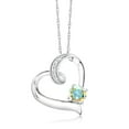 thumbnail image 1 of Gem Stone King 0.58 Ct Mercury Mist Mystic Topaz E-F Lab Grown Diamond 10K White Gold Heart Necklace, 1 of 4