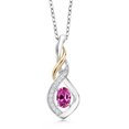 thumbnail image 1 of Gem Stone King 0.58 Ct Pink Created Sapphire E-F Lab Grown Diamond 925 Silver and 10K Yellow Gold Spiral Pendant, 1 of 4