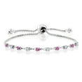 thumbnail image 1 of Gem Stone King 0.58 Ct Pink Created Sapphire E-F Lab Grown Diamond 925 Sterling Silver Bracelet for Women, 1 of 3