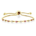 thumbnail image 1 of Gem Stone King 0.58 Ct Pink Created Sapphire White Diamond 18K Yellow Gold Plated Silver Bracelet for Women, 1 of 3
