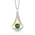 thumbnail image 1 of Gem Stone King 0.59 Ct Green Chrome Diopside E-F Lab Grown Diamond 925 Silver and 10K Yellow Gold Pendant, 1 of 4