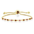thumbnail image 1 of Gem Stone King 0.60 Ct Red Garnet Pink Created Sapphire 18K Yellow Gold Plated Silver Bracelet for Women, 1 of 3