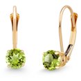 thumbnail image 1 of Gem Stone King 14K Yellow Gold Green Peridot Dangle Earrings for Women | 0.60 Cttw | Gemstone August Birthstone | Round 4MM, 1 of 7