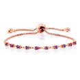 thumbnail image 1 of Gem Stone King 0.60 Ct Round Purple Amethyst 18K Rose Gold Plated Silver Bracelet for Women, 1 of 3