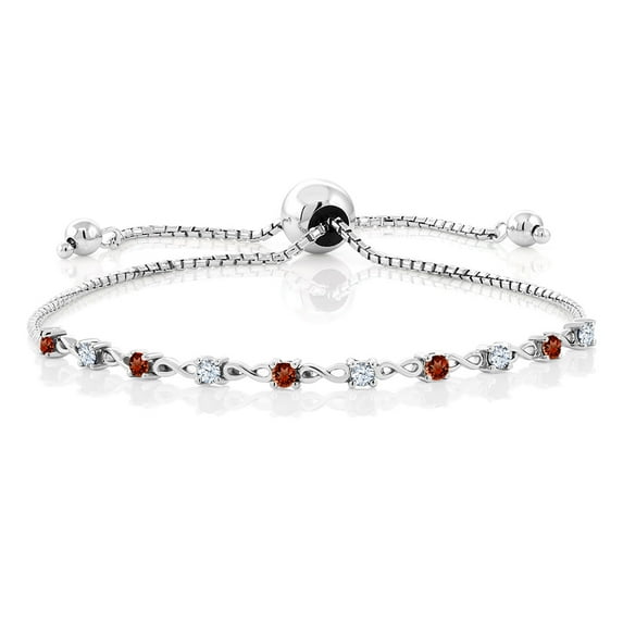 Gem Stone King 0.60 Ct Round Red Garnet 925 Sterling Silver Bracelet for Women