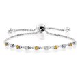 thumbnail image 1 of Gem Stone King 0.60 Ct Round Yellow Citrine White Created Sapphire 925 Sterling Silver Bracelet for Women, 1 of 4