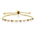 thumbnail image 1 of Gem Stone King 0.63 Ct E-F Lab Grown Diamond Purple Amethyst 18K Yellow Gold Plated Silver Bracelet for Women, 1 of 3